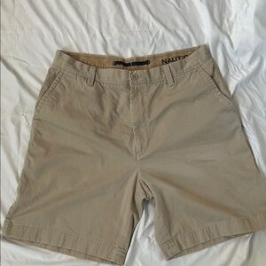 Nautica Men's Khaki Flat Front Shorts
